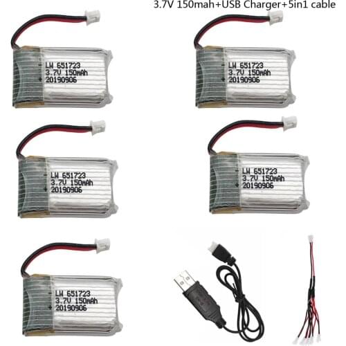 3.7V 150mAh lipo battery with USB charger set for H20 Syma S8 M67 U839 RC Quadcopter Parts 3.7V Lipo Battery free shipping