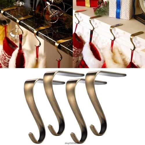 4 Pcs Christmas Stocking Holders Metal Mantel Stockings Hangers Shelf Fireplace Garland Mantle Grips Home Decoration wholesales