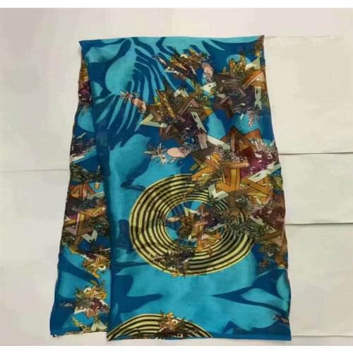 5 Yards Latest High Quality Design African Soft Silk Fabric For Garment Neat Embroidery On The Material Silk Fabric . L11211