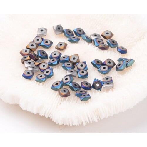 PandaHall 50pcs 4.5x4.5x2mm Frosted Square Electroplate Non-Magnetic Synthetic Hematite Loose Jewelry Beads Strands, Mixed Color