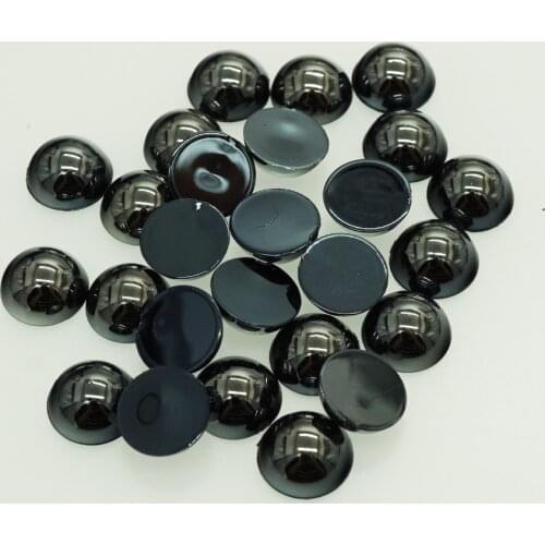 50PCS/lot Round 10MM New Fashion Black Color Flat Back Resin Cabochons