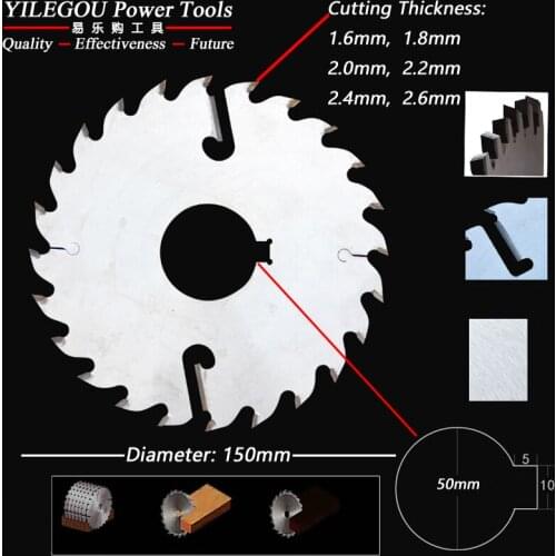 6" 150mm TCT Circular Saw Blade With 2 Scraping Cutter, 150mm x 24T Sliding Table Saw Multi-blade Saw, Arbor 50mm, 1.6----2.6mm