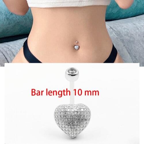 925 Sterling Silver Navel Piercing Rings Heart Shape CZ Belly Button Ring For Women Body Jewelry 1pcs