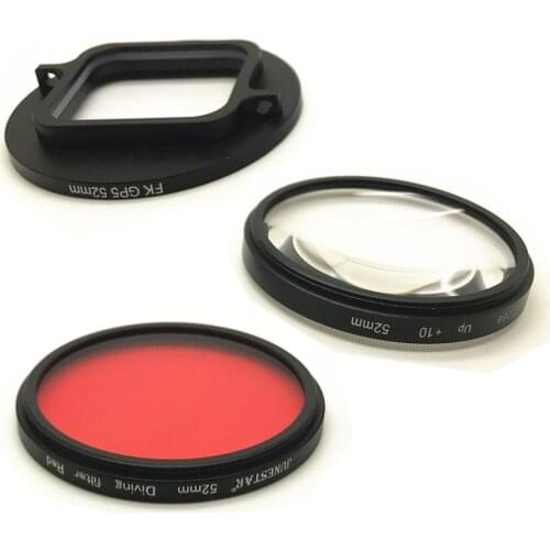 52mm Adapter + Red / Magenta Purple Diving Filter + 10X Close up Macro Underwater Color Correction Filter Kit for GoPro Hero 6 5