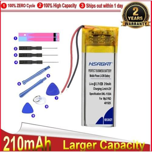 HSABAT 0 Cycle 210mAh 401225 401025 401525 Battery for Mp3 PAD Replacement Accumulator