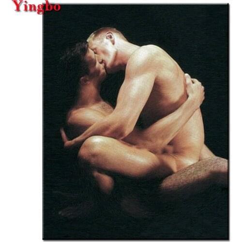 5d Diy Diamond mosaic gay men kiss diamond painting Cross-Stitch Full square drill Embroidery diamond round Valentines Day gift