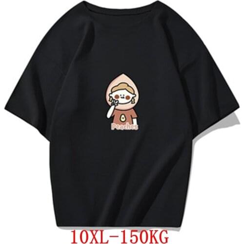 ANGINANA Large size womens T-shirt plus size 9XL 10XL summer round neck short sleeve loose black and white red big T-shirt top