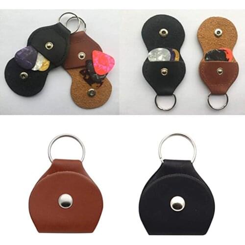 PU Leather Keychain Guitar Plectrums Holder Bags Pouch with 3 Picks 0.46mm Plectrum Case Bag Keychain Shape Guitar Accessories