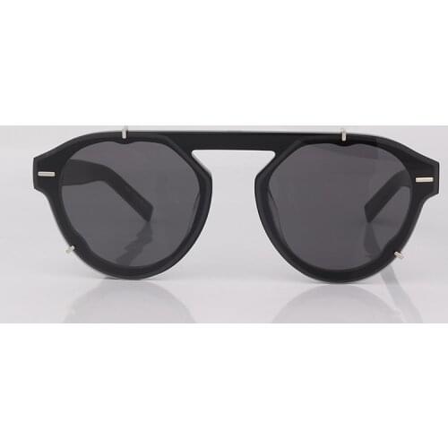 Black oval sunglasses men with metal details