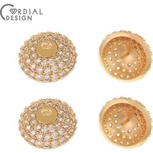 Cordial Design 20Pcs 13*13MM Jewelry Accessories/Genuine Gold Plating/Hat Shape/CZ Earrings Making/Hand Made/DIY Charms