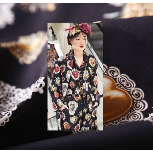 Italian brand D gemstone epaulettes digital printing 100% polyester comfortable fashion fabric for dress high-end textile sewing