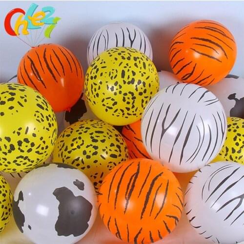 30pcs Animal Printed Latex Balloons Cow Tiger Zebra Leopard helium globos Jungle Theme Birthday party Wedding Decoration shower