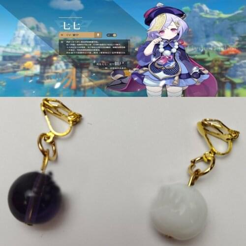 Genshin Impact Qiqi Cosplay Earrings Ear Clip Halloween Carnival Cosplay Costume Accessories Props