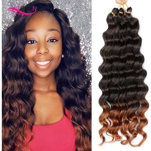 Hair Nest 18inch Deep Wave Crochet Hair Ocean Wave Deep Twist Ombre Crochet Braids Freetress Braiding Curly Hair For Women