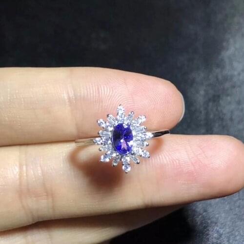 Lovely rabbit, woman ring, natural tanzanite stone, ice and luster, strong 925 silver