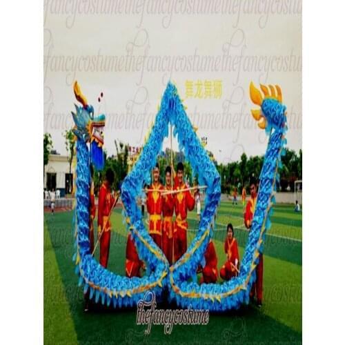 New Design Blue Chinese DRAGON DANCE ORIGINAL Dragon Chinese Folk Festival Celebration Costume 18m 10 adult