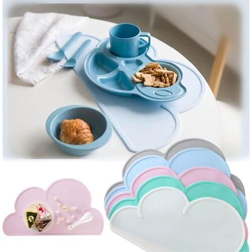 1Pcs Cloud Shape Placemat Kids Plate Mat Food Grade Silicone Table Pad Waterproof Heat Insulation Kitchen Gadget Easy Cleaning