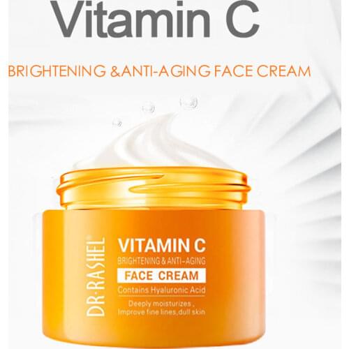 DR.RASHEL Vitamin C Face Cream Whitening Moisturizing Brighten Improve Fine Lines Dull Skin Hyaluronic Acid Serum Anti-aging