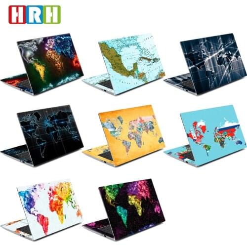 HRH 2 in 1 World Map Design Laptop Decal DIY Stickers Guard Skin 11/12/13/14/15/16 inch for MacBook for HP for Dell for Lenovo