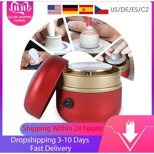 Mini Ceramic Machine 1500RPM Mini Pottery Machine Electric Pottery Wheel DIY Clay Tool With Tray For Adults Kids Ceramics Art