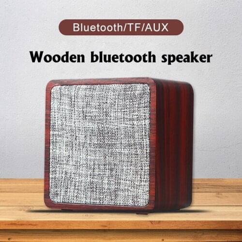 Family Mini Vintage Wooden Bluetooth Audio Portable Cloth HiFi Subwoofer Wireless Speaker Stereo MP3 Music Player TF/AUX Small