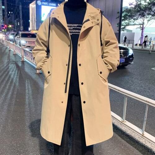 Spring/Autumn British Style Mens Casual Long Jacket Men Cardigan Overcoat Streetwear Hooded Trench Coats Male 4 Colors S-3XL
