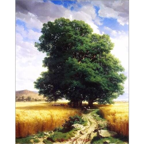 Needlework for embroidery DIY DMC High Quality - Counted Cross Stitch Kits 14 ct Oil painting - Landscape with Oaks