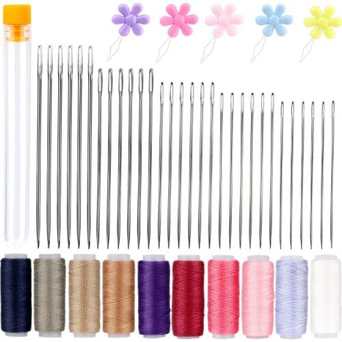 Nonvor Sewing Threads Tools Kit With Sewing Needles Household Hand Stitching DIY Sewing Supplies Hand Sewing Handwork Threader