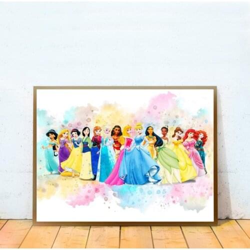 Disney All Princesses Canvas Poster Wall Art Princess Poster Disney Print Disney Princess Nursery Wall Art Kids Gift Room Decor