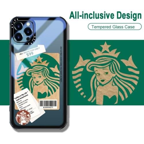 ASINA Transparent Tempered Glass Case for iPhone 11 12 Pro Max 12 Mini XS XR X Fashion Cartoon Cover For iPhone 7 8 Plus SE 2020