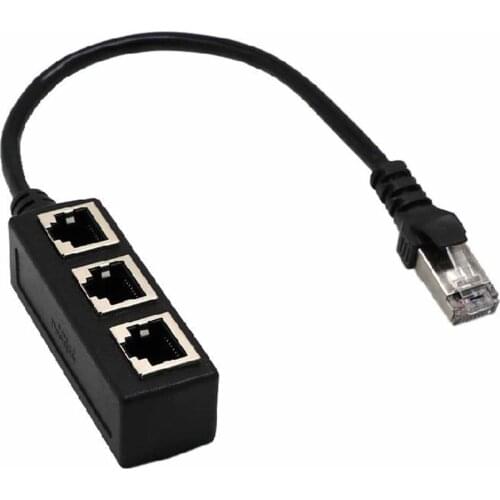 RJ45 Splitter Ethernet Network 1 Male to 3 Female Connector Adapter Networking Extension Cable Adapter Network Plug Accessories