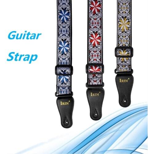 Embroidered Guitar Strap Stringed Instrument Accessories Acoustic Electric Bass Guitar Shoulder Belt Adjustable Music Parts