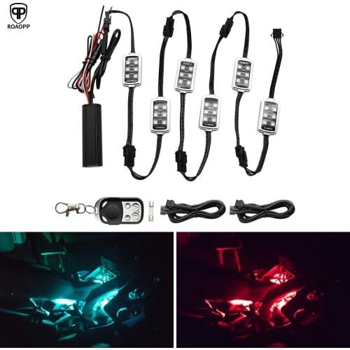 ROAOPP 36 LED 6 RGB Smart Brake Lights Motorcycle Car Atmosphere Light Moto with Wireless Remote Control Decorative Strip