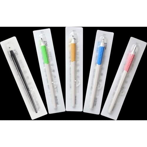New Disposable Tattoo Manual Pen 18U 18 12 14 16 Rainbow Permanent Makeup Eyebrow Microblading Pen Embroidered Pen