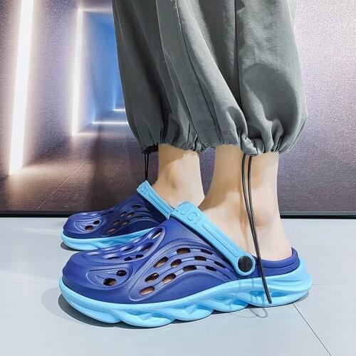 Summer sandals hole shoes mens non-slip soft bottom bag head beach shoes tide sandals mens outdoor slippers two wear