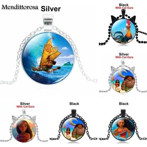 Mendittorosa Silver Necklaces Personality Glass Pendant Necklace Jewelry Movie Moana