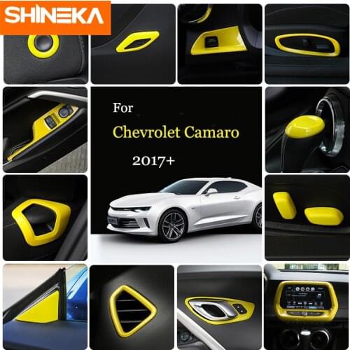SHINEKA Protection Accessories For Chevrolet Camaro Car Yellow Inner Decoration Stickers For Chevrolet Camaro 2017+ Car Styling