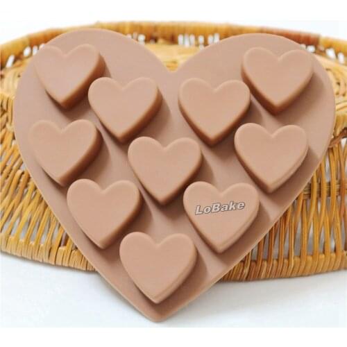 10 cavities hearts in heart shape silicone chocolate cake candy molde for Home DIY Valentines Day baking
