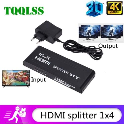 TQQLSS HDMI-compatible Splitter 1X4 HD 4K@30Hz HDCP HDMI-compatible 1 In 4 Out for LED Tv Box3 Ps4 Monitor Projector Computer