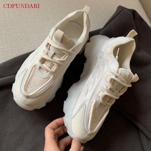 2021 Genuine Leather Mesh Lace Up Flat Platform Sneakers Shoes Women Spring Summer Casual Flats Ladies Popular