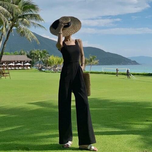 Fashion simple women temperament outdoor comfortable beach jumpsuit cute casual fresh high quality trend backless sexy jumpsuit