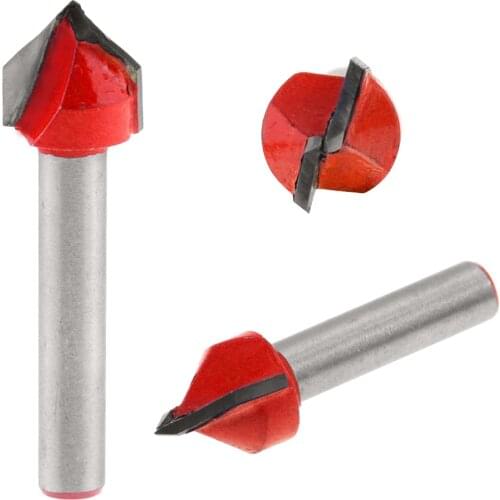 1pc 90 Degree CNC Engraving Woodworking Milling Cutter Carbide Coated Tipped Double Edge Miter Fold 3D V Groove Router Bit Tool