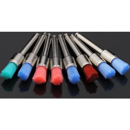 10pcs Dental Colorful Polisher Brush Pointed Head Nylon White Polishing Brushes Dentist Polishing Brush for Contra Angle