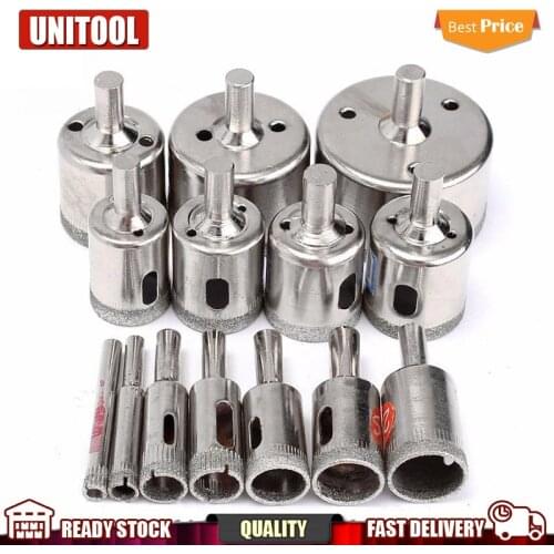 15Pcs/Set 6mm-50mm Diamond Coated Hole Saw Tile Drill Bits For Glass Ceramic Porcelain Marble Drilling Bit