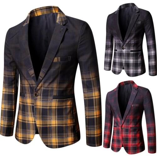 2021 New Arrival Gradient Pattern Suit Jacket Slim Fit Single Button Blazer Men