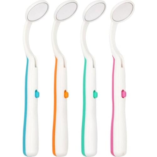 4pcs Plastic Dental Mirror With Led Light Mouth Mirror Inspect Instrument Bright Durable Oral Care Tool Dental Clinic Equipment
