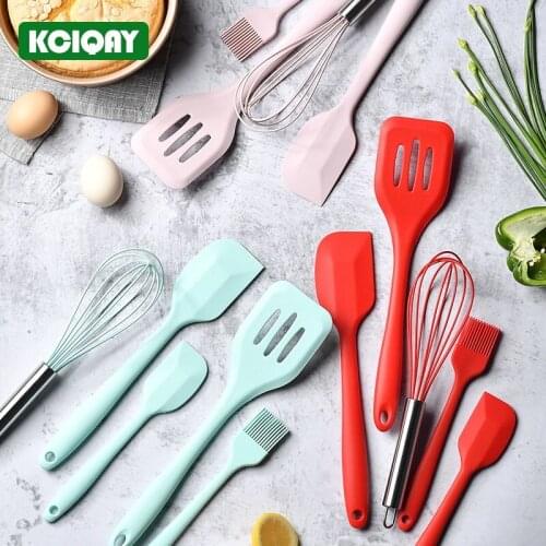 5Pcs BPA Free Silicone Utensils Set Non-Stick Kitchen Cooking Tools With Shovel Spatula Oil Brush Egg Beater For Cooking Baking
