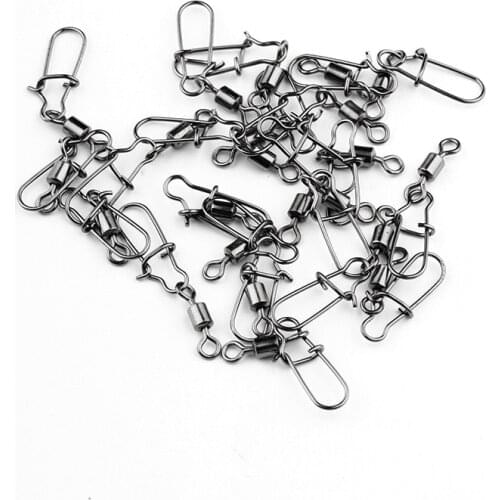 50PCS/lot 5# 7# 10# 12# High Stainless Steel Fishing Connector Pin Bearing Rolling Swivel Snap Pins Fishing Tackle Accessories