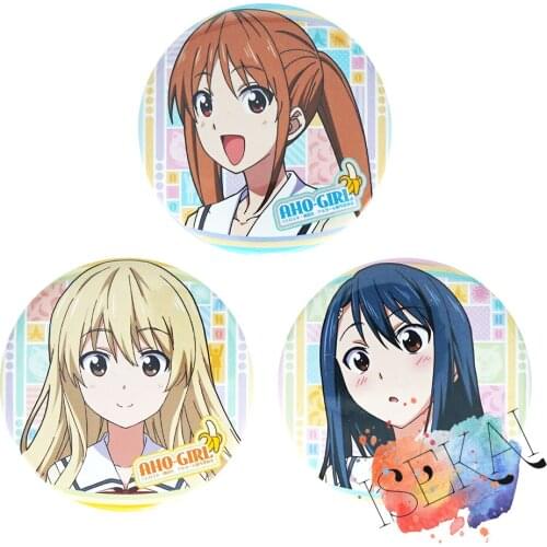 Aho Girl Anime Yoshiko Hanabatake Sayaka Sumino Fuki Iincho Cute Metal Badge Brooch Pins