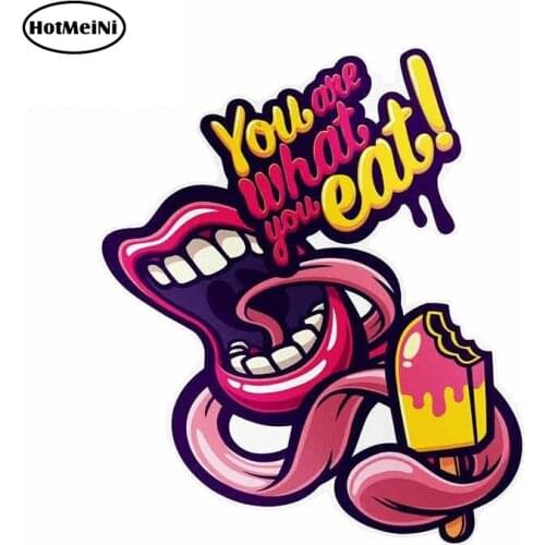 HotMeiNi 13cm x 13cm You Are What You Eat Tongue Mouth Car Stickers Auto Car Wrap Decals Laptop Bumper Truck Vinyl Sticker